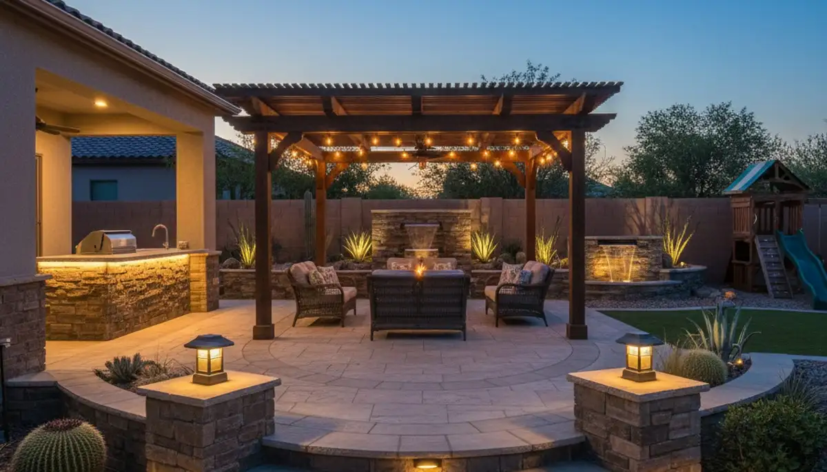 Illuminated deck and patio lighting installation by Chop Chop Landscaping in Peoria, IL