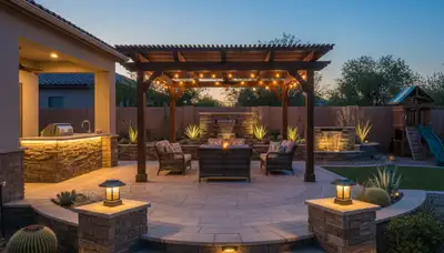 Illuminated deck and patio lighting installation by Chop Chop Landscaping in Peoria, IL