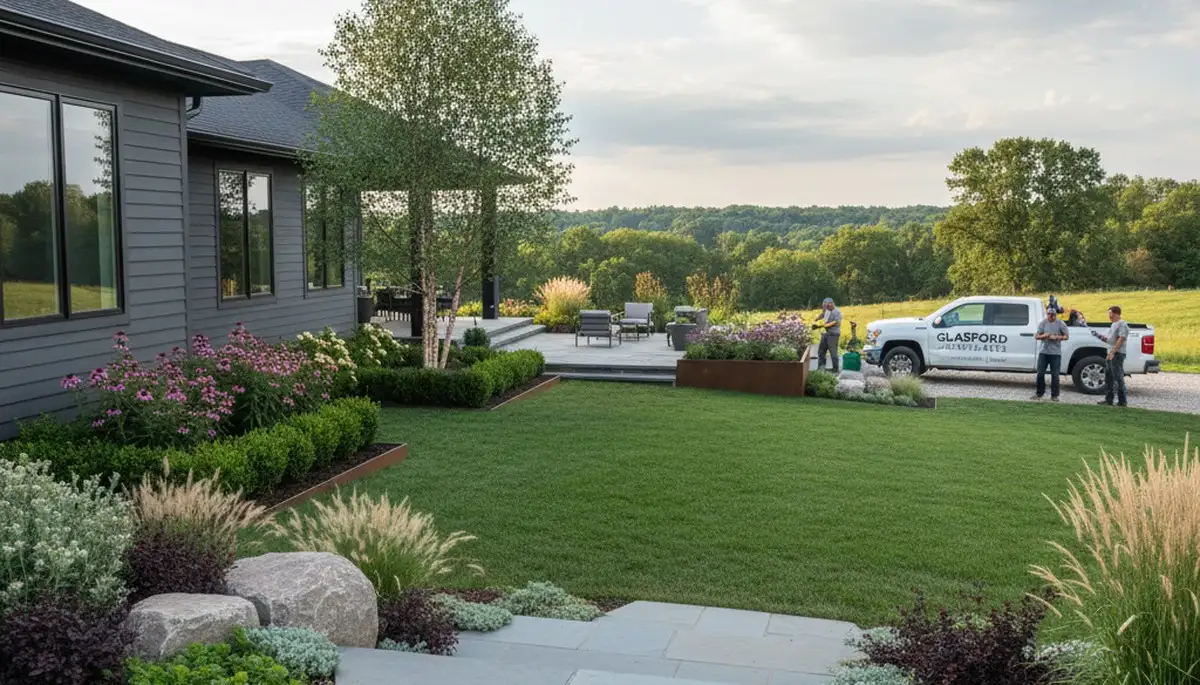 Landscaping team serving Peoria, IL with professional lawn care and yard maintenance services