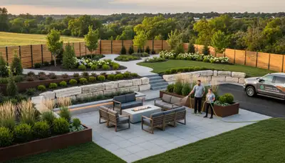Landscaping team providing lawn care services in Peoria, IL