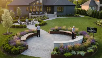 Landscaping service team in Peoria, IL providing professional lawn care and yard maintenance