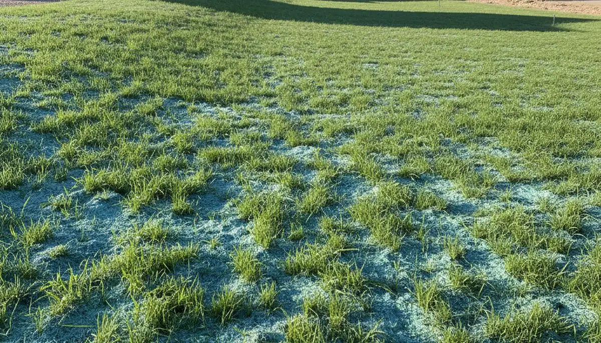 Sprouting hydroseeded grass establishing new lawn in Peoria, IL by Chop Chop Landscaping