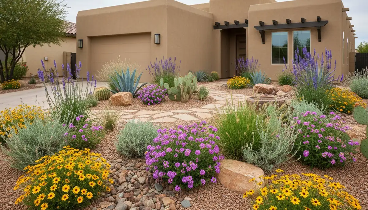 Sustainable native plant garden with drought-tolerant landscaping in Peoria, IL by Chop Chop Landscaping