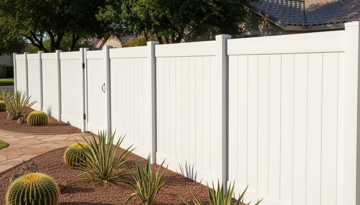 White wooden privacy fence installation by Chop Chop Landscaping in Peoria, IL residential yard